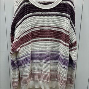 Aeropostale Women's Striped Sweater in Purple and White